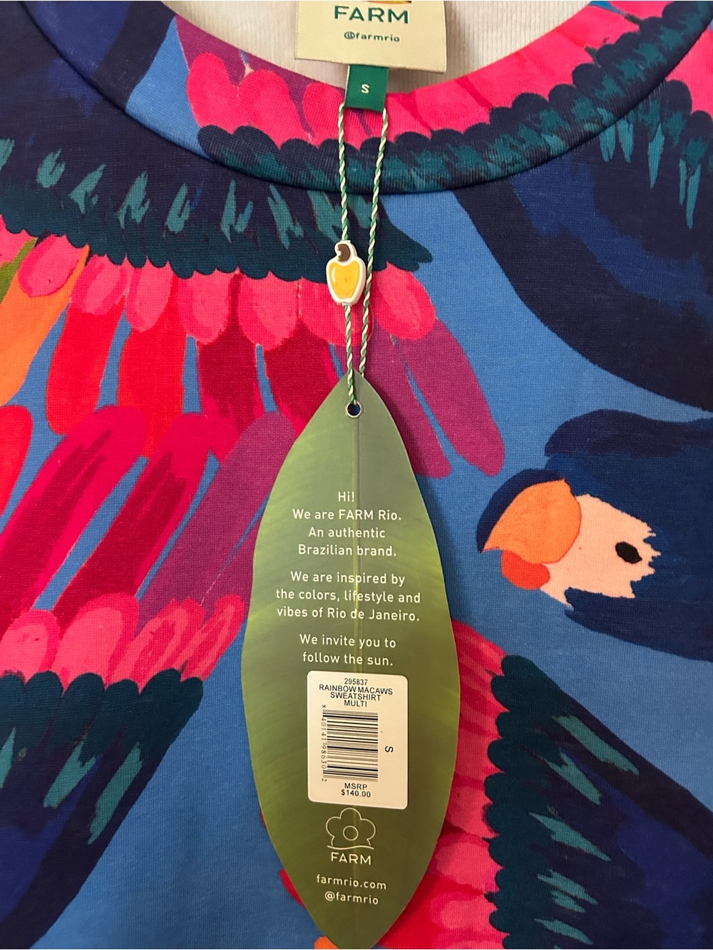 FARM Rio Multicolor Tropical Parrot Crewneck Sweatshirt - Picture 3 of 7
